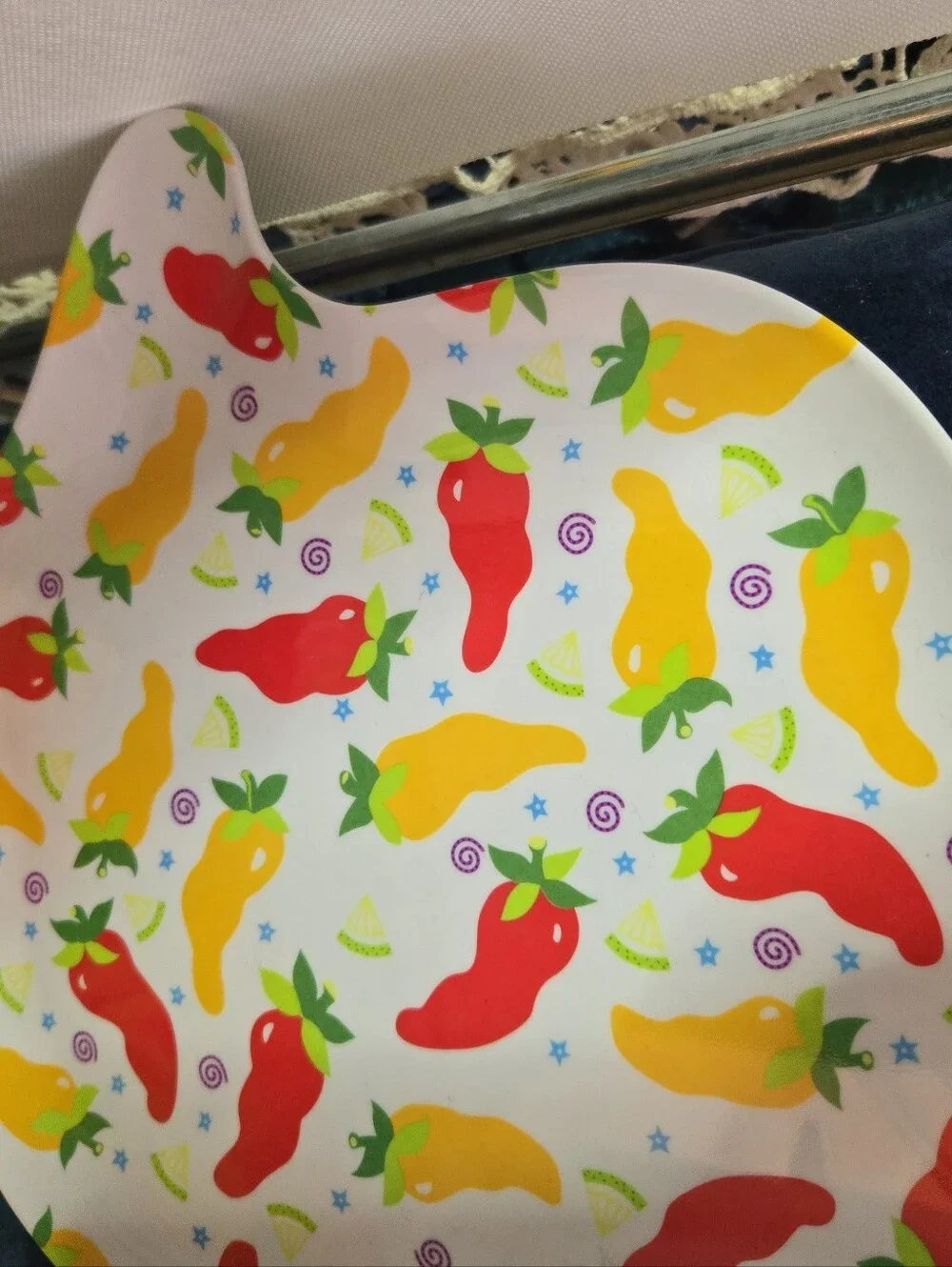 4/$15 Colorfu Pepper Print Serving Tray Platter Stephanie Peterson Kitchen Decor
